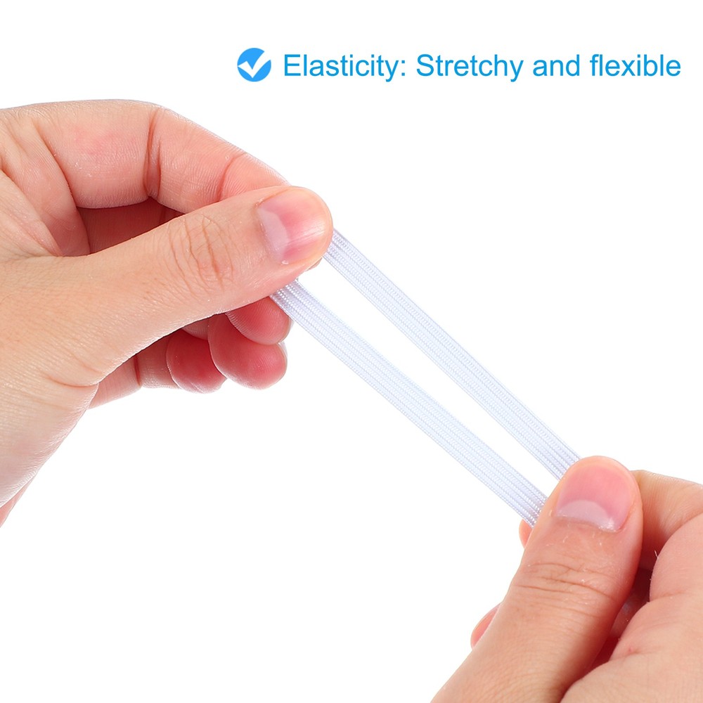50 Pcs 8.8" Elastic Barbed Cord 6mm Loop Stretch Flat String with Barb, White