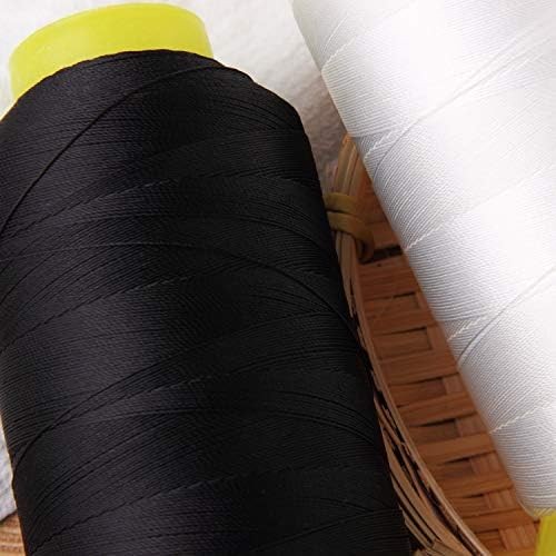 2 Spool 1500yd Bonded Nylon Sewing Thread White Black