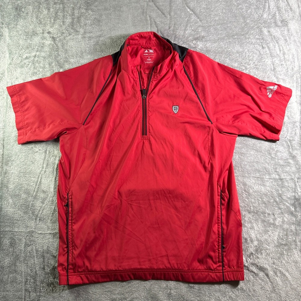 Adidas ClimaProof Golf Windbreaker Pullover Short Sleeve Red Medium