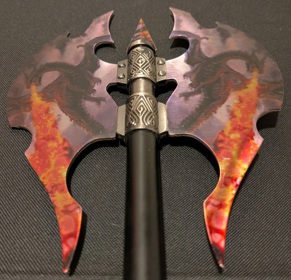 Flame Chaser Double Head Dragon Axe With Plaque