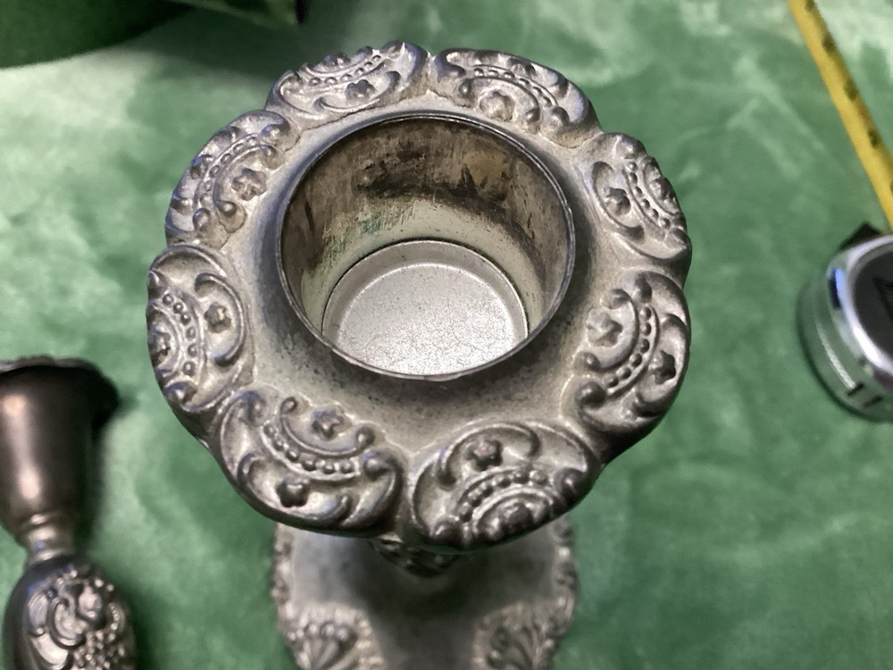 Pair Godinger Antique Baroque Silver plate Candlesticks , Grape Design 8.5”,