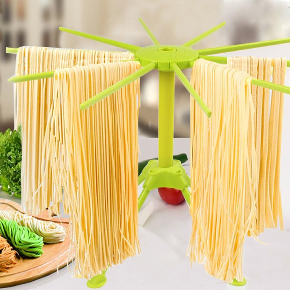 Kitchen Pasta Drying Rack Folding, Spaghetti Drying Rack Noodle Stand with 10 B