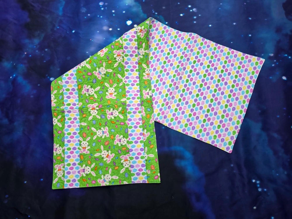 Handmade Quilted Table Runner Easter Eggs bunnies candy eggs jelly beans glitter