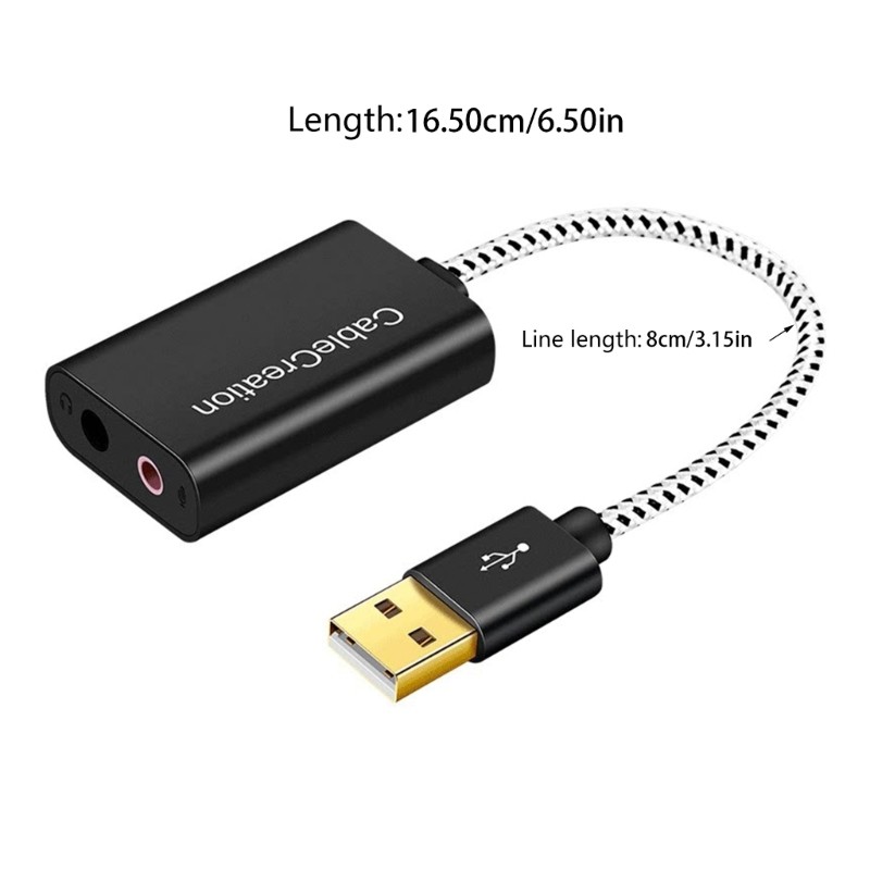 USB External Sound Card 3.5mm Adapter USB to Microphone Speaker Adapter