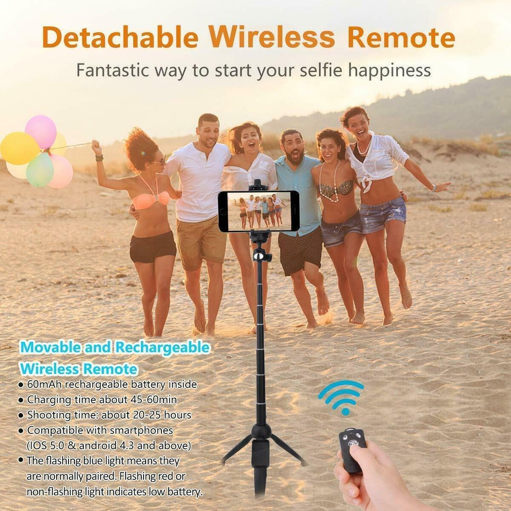 40'' Selfie Stick Tripod Bluetooth Remote Professional Camera Phone Holder Stand