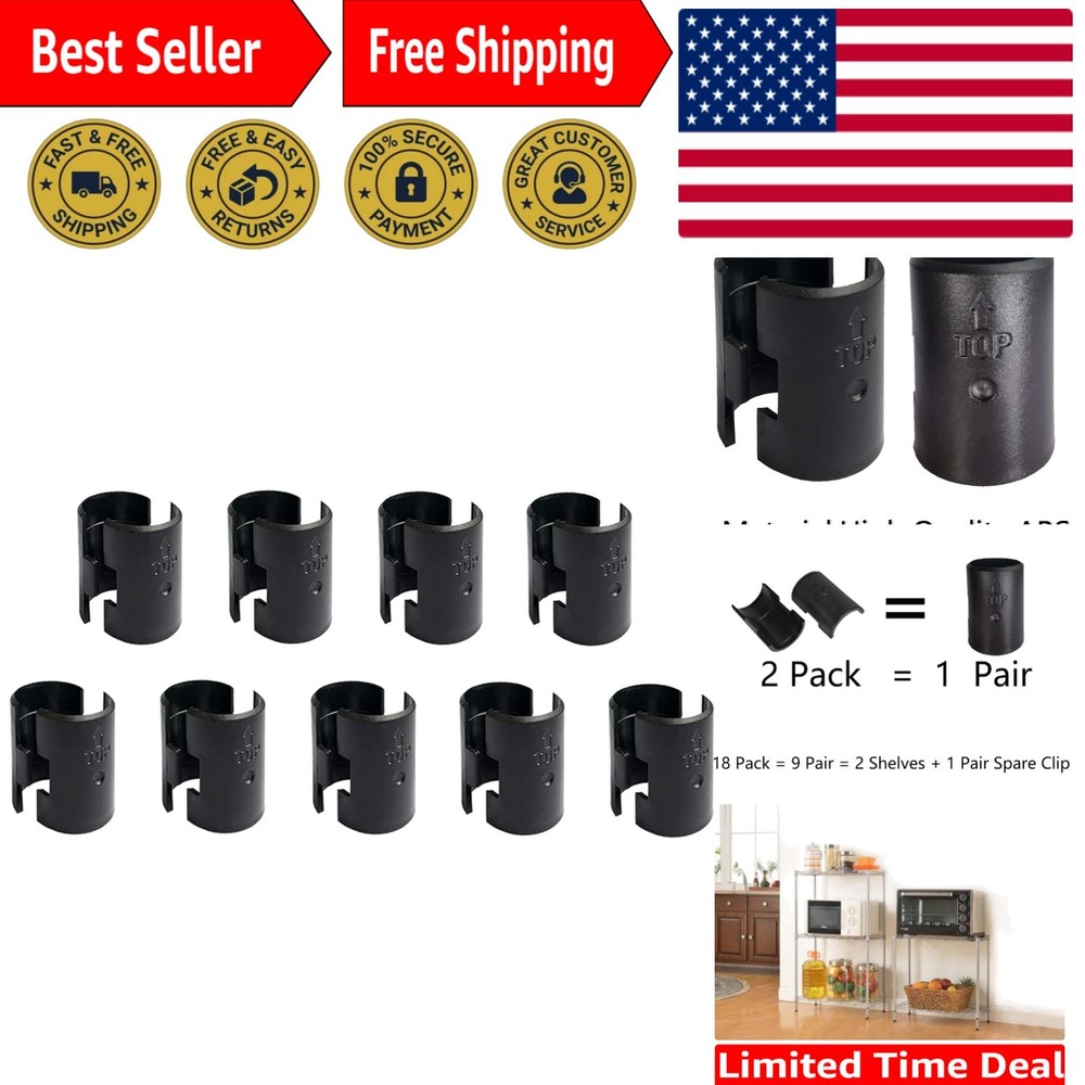 Durable 18 Pack Replacement Shelf Lock Clips for 1" Wire Shelving Posts