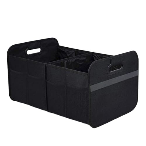 Car Trunk Organizer, Collapsible Multi-Compartment Auto Storage Box with Black