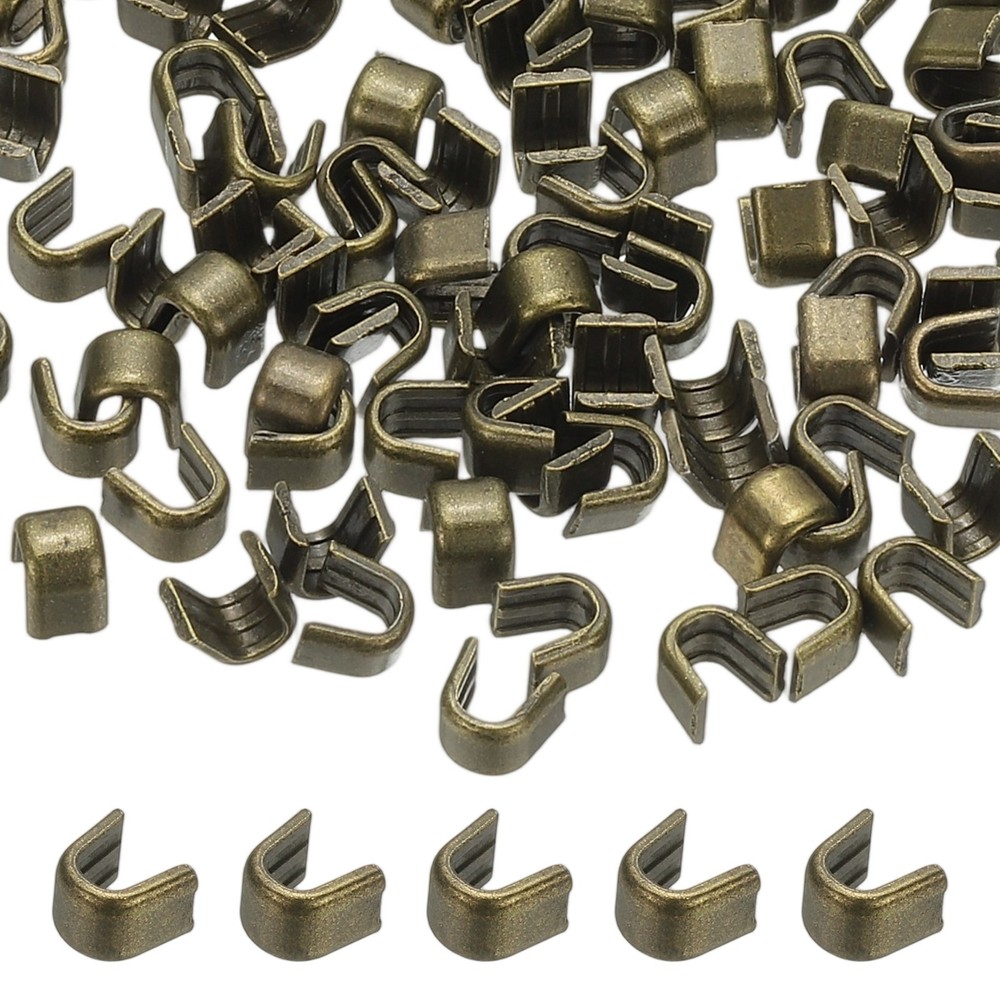 Zipper Slider Retainers [50pcs] - #8 U Shape Top Stoppers - [Green Bronze]