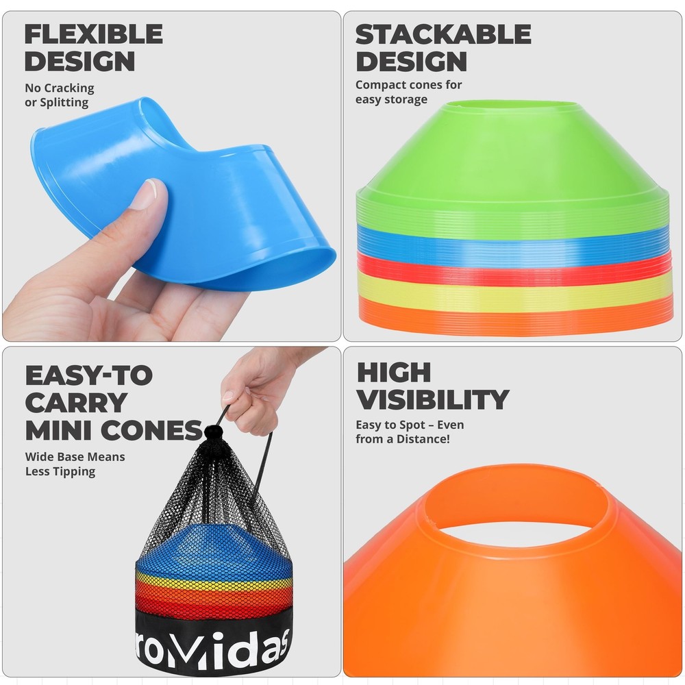 Mini Cones for Sports - Better Space Utilization - Comes with Shoulder Strap ...