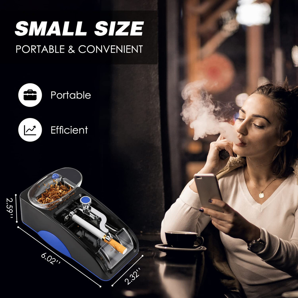 Cigarette Rolling Machine, Automatic Roller, Electric Mini Tobacco Injector(Blue