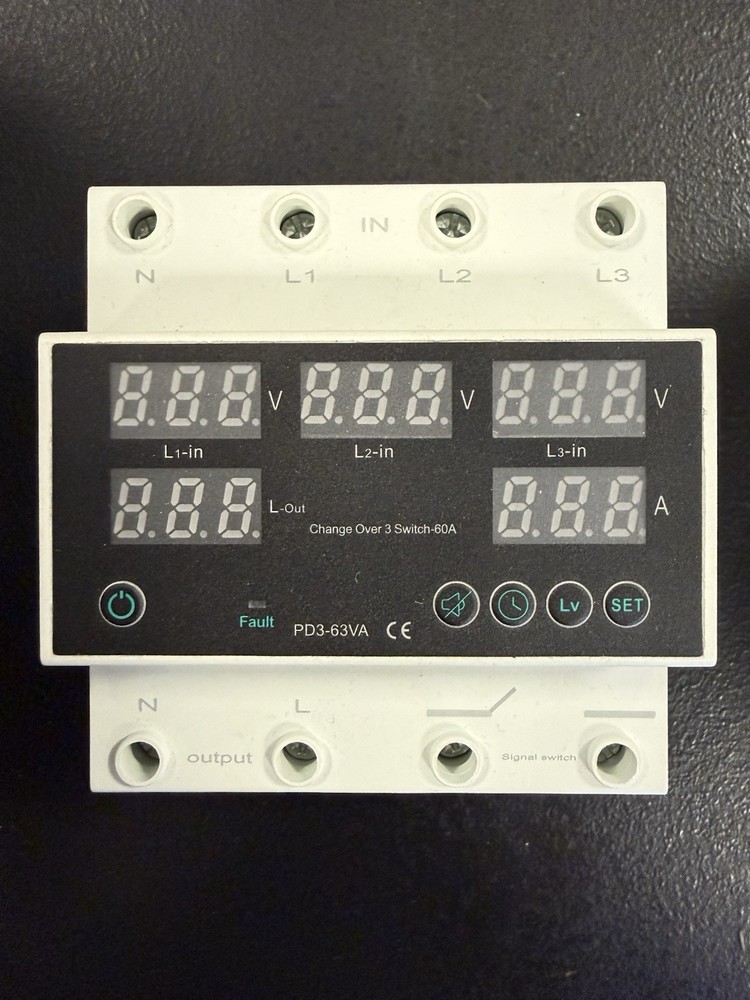 3 Phase Automatic Transfer Switch 63A Changeover Switch Voltage Protector AC110V