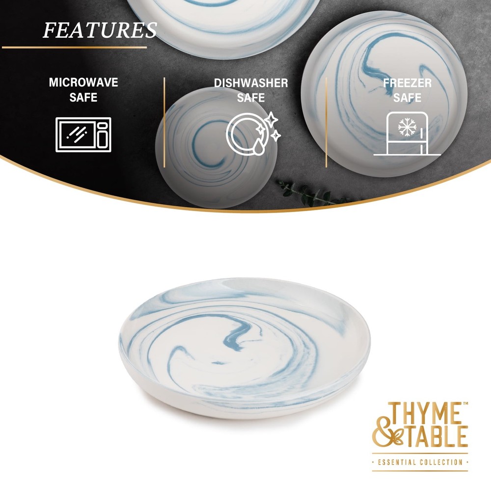 Thyme & Table Gray Marble Ceramic Salad Plate
