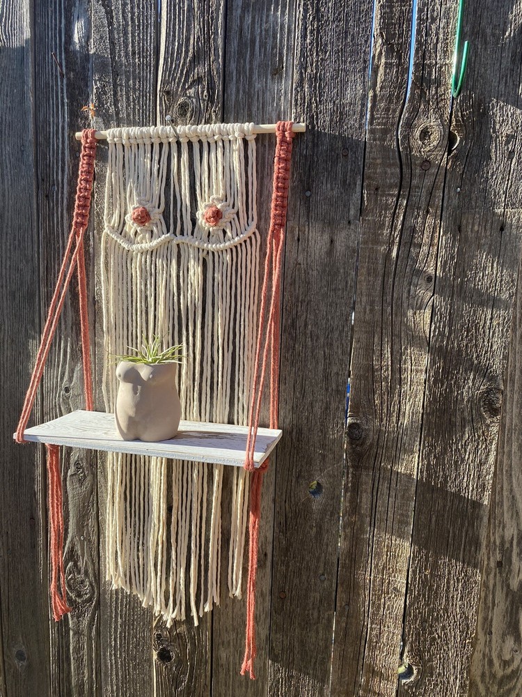 Macrame Shelf Female Fiber Art