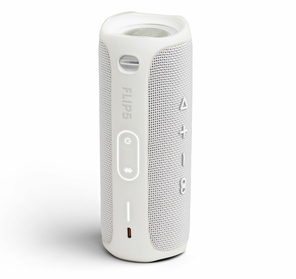 JBL Flip 5 White Portable Bluetooth Speaker Pair Bundle