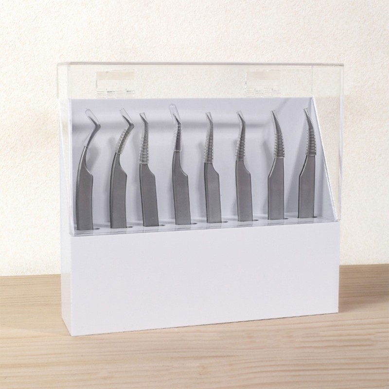 Tweezers Organizer Display Case with 8 Slots Compact Storage Space Saving