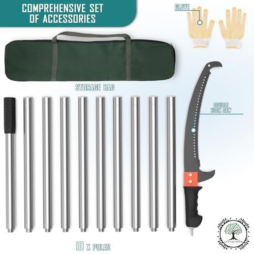 15ft Extendable Pole Saw for Tree Trimming, Sharp Steel Blade Long Handle Pruner