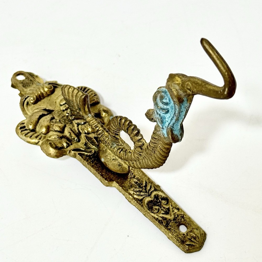 Victorian Inspired Ornate Vintage Solid Brass Wall Hook Serpent-Style Dual Faces