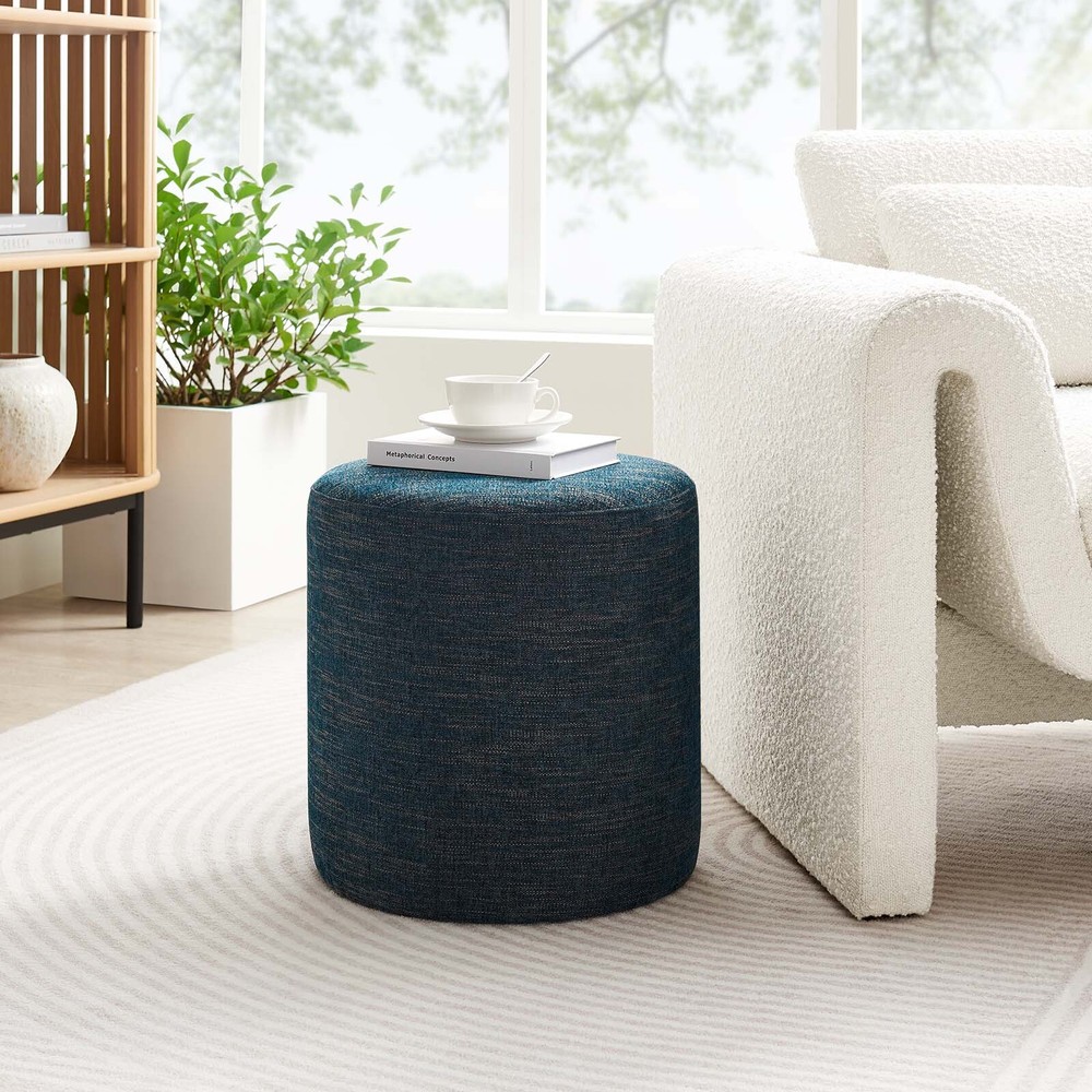 Modway 16" Round Woven Heathered Fabric Upholstered Ottoman