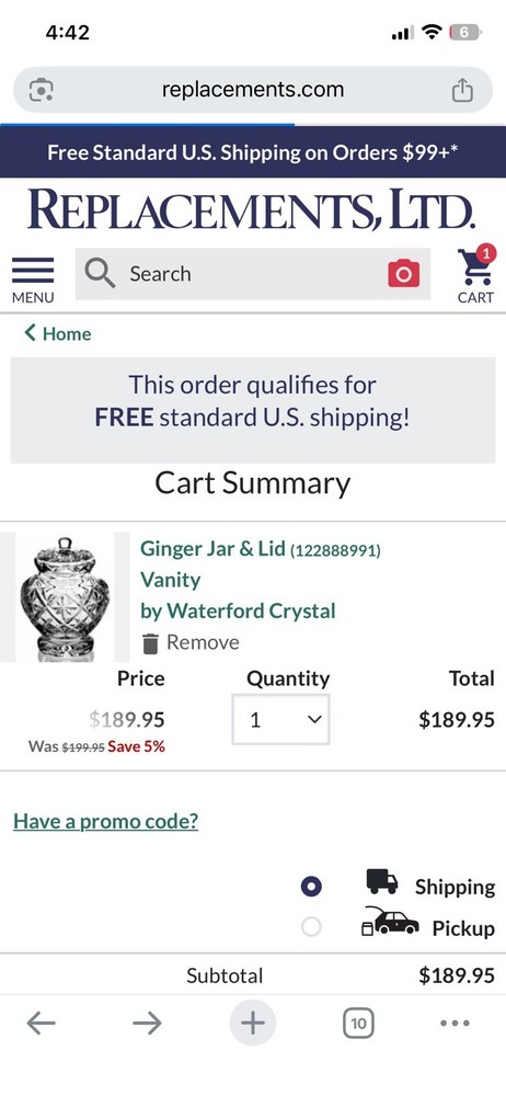 Waterford Vanity Ginger Jar