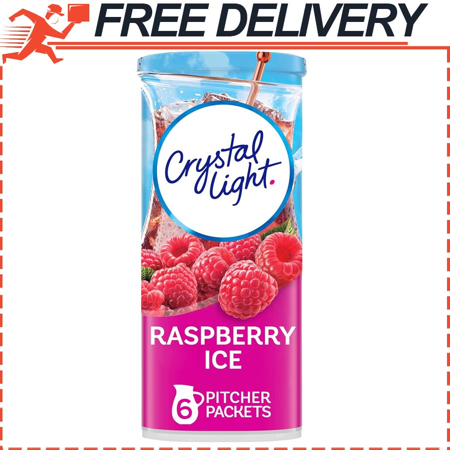 Crystal Light No Sugar Raspberry Ice Drink Mix Less Calories 6 Pitcher Packets