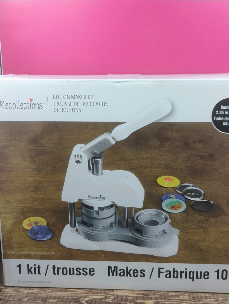 Recollections Button Maker Kit Machine Press w/ Extra Inserts and Buttons
