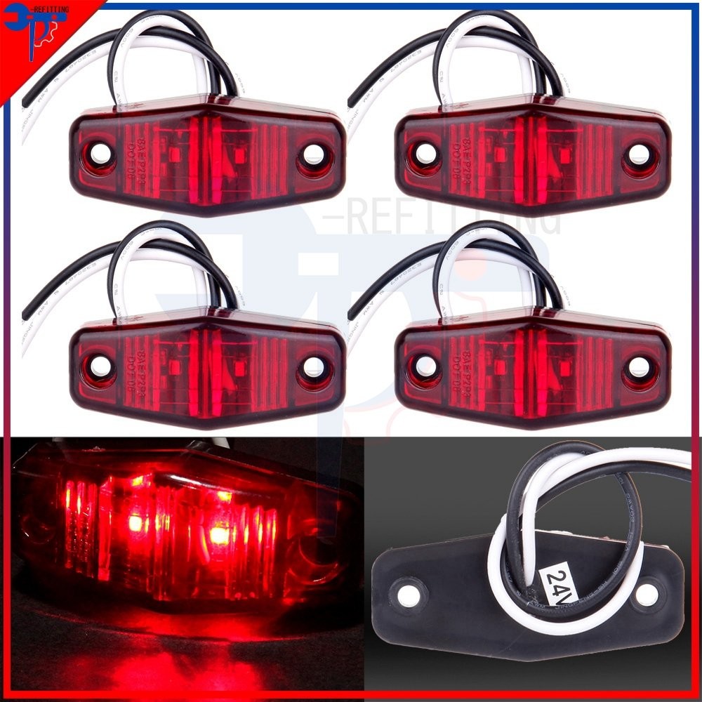 4pcs 2.5" 2Diode LED Red Side Clearance Marker Light For Freightliner Trailer