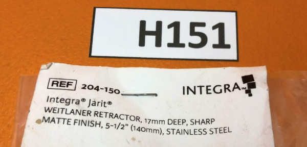Integra Jarit 204-150 Weitlaner Retractor, 17mm D, Sharp, 5-1/2" (140mm) - New