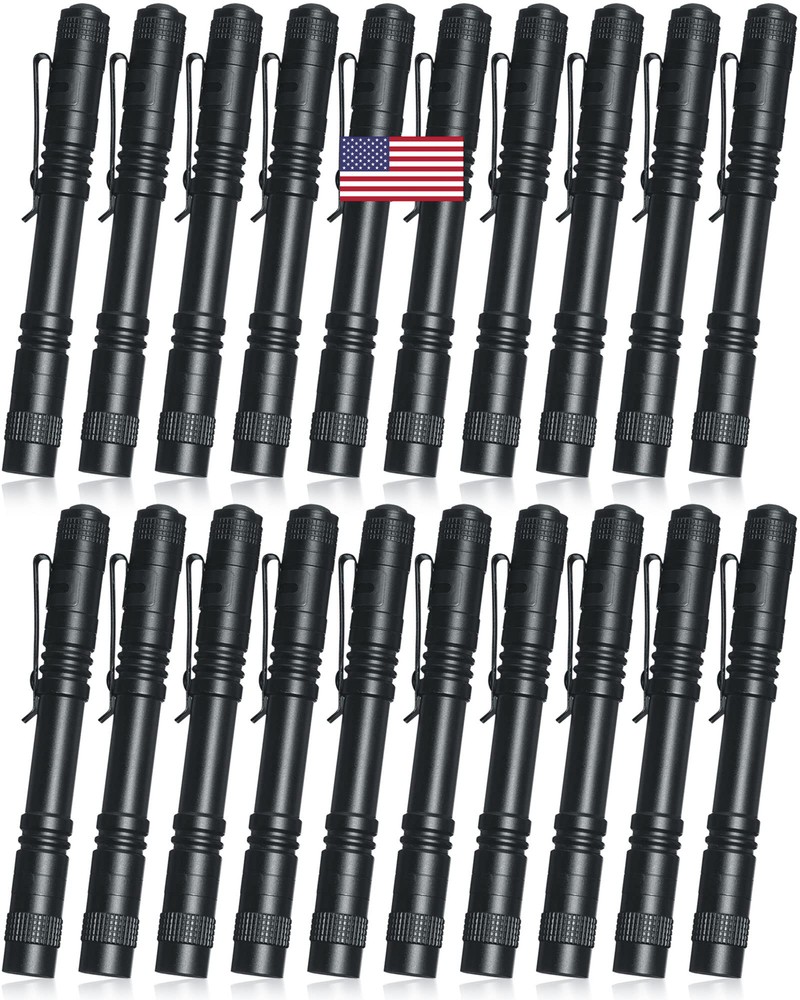 20Pack LED Flashlight Torch Clip Mini Pen Light Penlight Pocket Lamp Flashlights