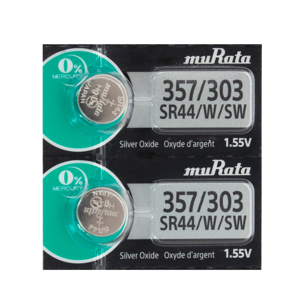 2 pcs Murata 303 357 SR44SW SR44W Silver Oxide Battery
