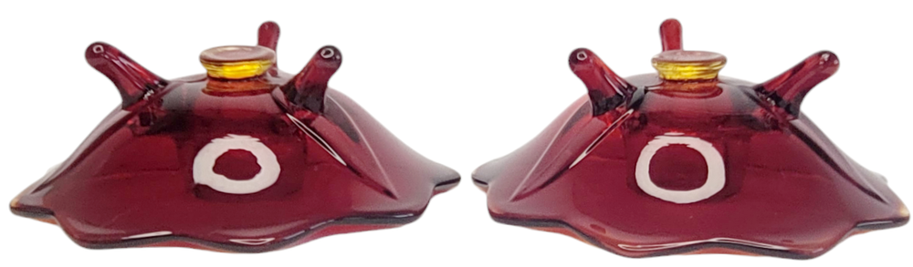 Fenton Glass #848 Ruby Red Single Light Candleholder Pair