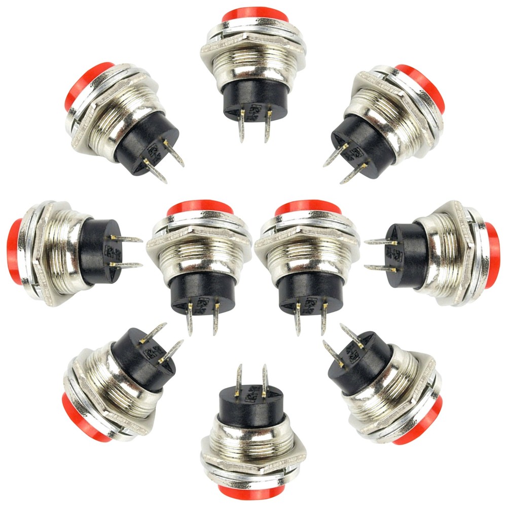 10Pcs Power Switch Round Red Guitar Kill Switch Push Button Start Button Switch