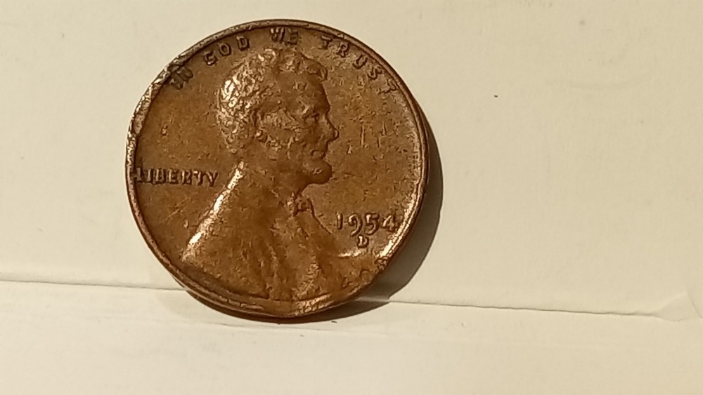 1954 D Lincoln Wheat Cent Error Coin Double Struck