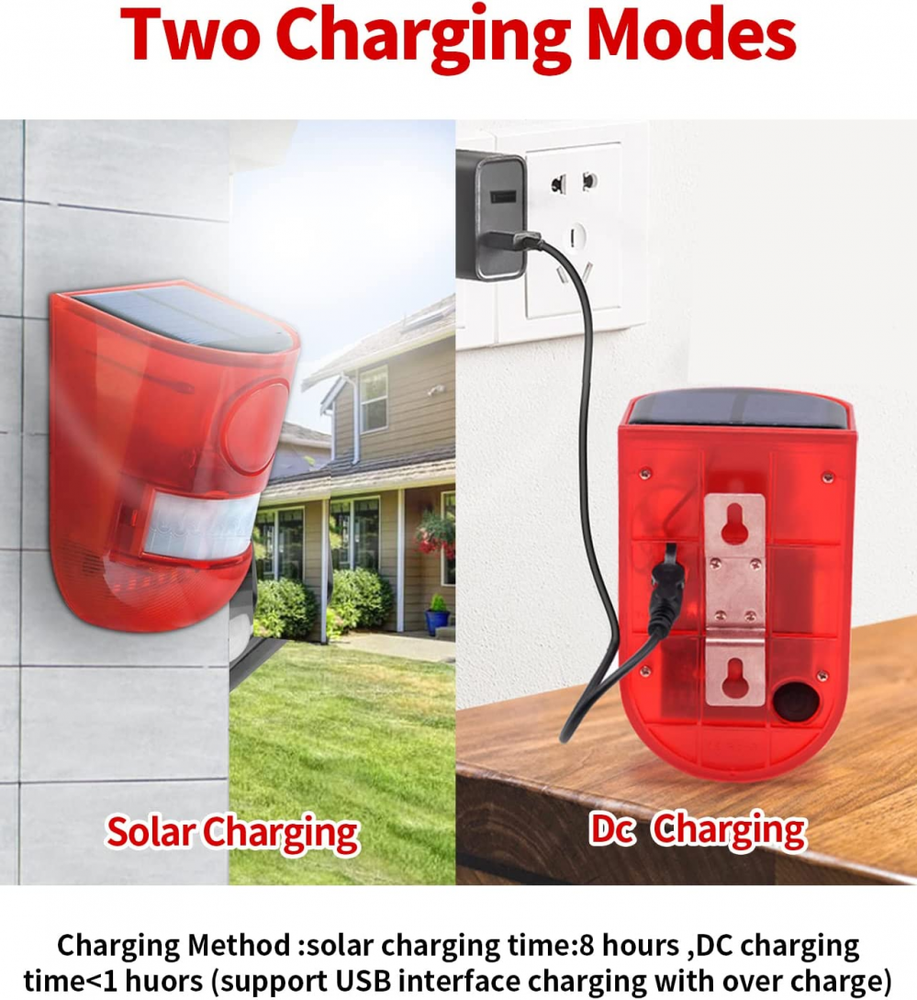 ChunHee Solar Strobe Light with Motion Sensor Security Alarm Flashing 3Light