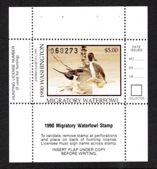 1988 WASHINGTON - State Duck Stamp - Mint Lightly Hinged ~ Duck