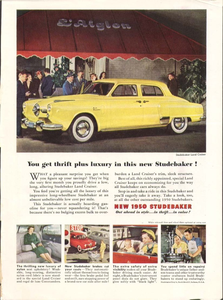 Studebaker Land Cruiser thrift plus luxury ad 1950