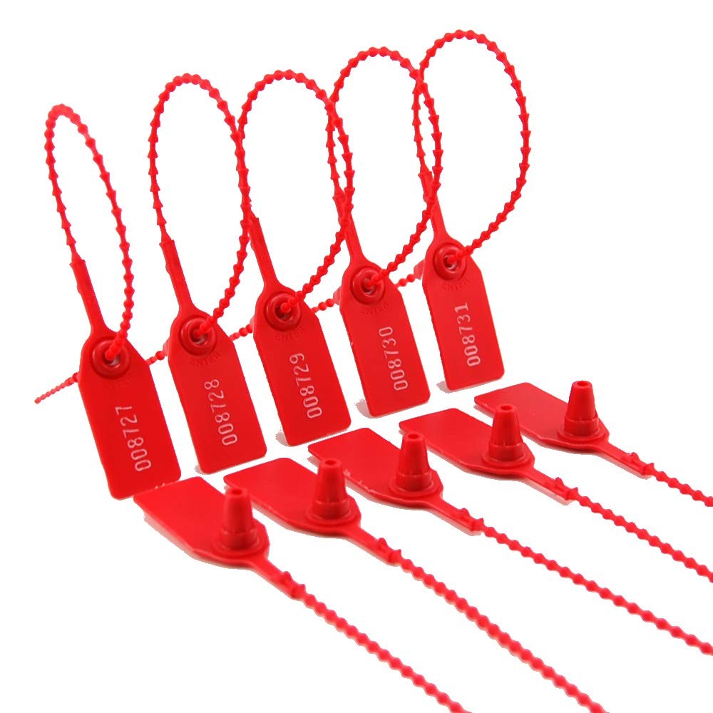 (R) 100 Plastic Tamper Seals, Zip Ties for Fire Extinguishers Pull Tite Secur...