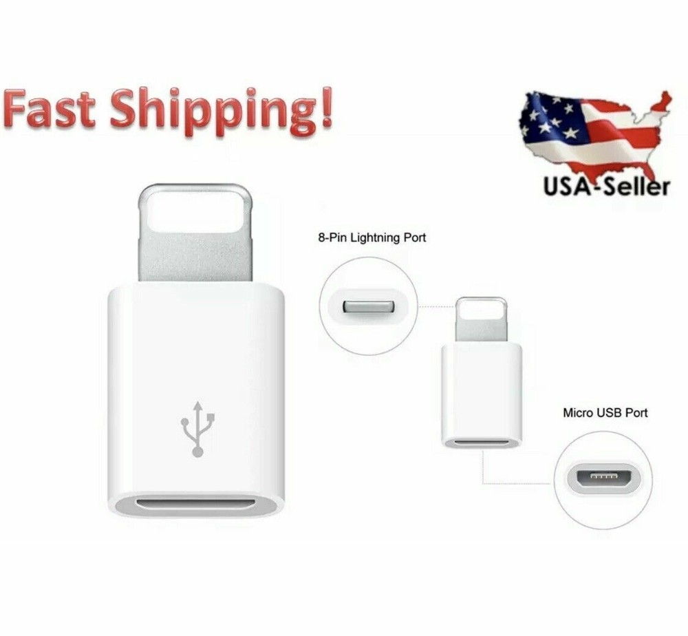 Micro USB To 8Pin iPhone Cable Adapter Android To iPhone iPads Converter LOT