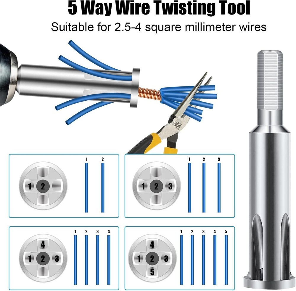 3x Wire Stripping Twisting Tool Electrical Drill Wire Stripper Cable Nut Twister