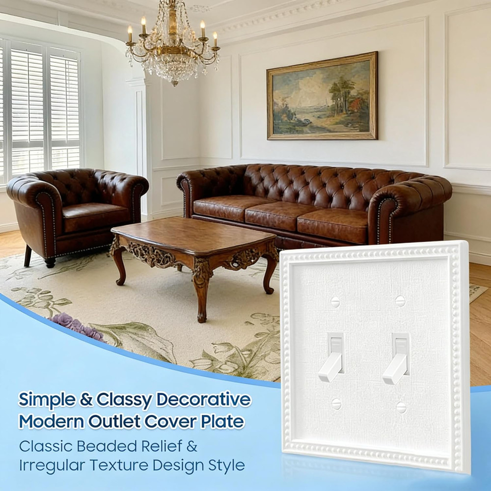 EFTV 10 Pack Mid-Size Toggle Light Switch Wall Plates 2-Gang Switch Electrical C