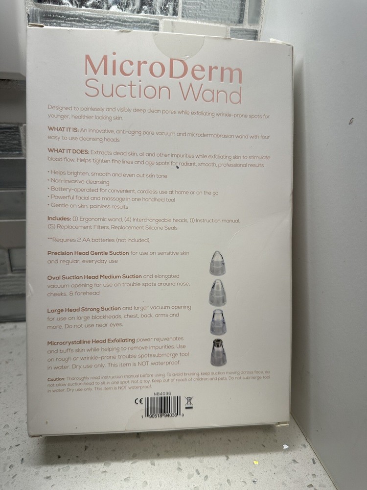 Nord + Bare Microderm Suction Wand With 4 Tips New