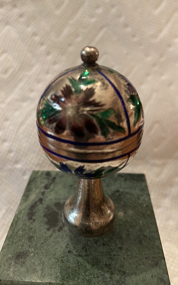 ENAMELED STERLING PEDESTAL CONTAINER / MONSTRANCE ? SAMPLE