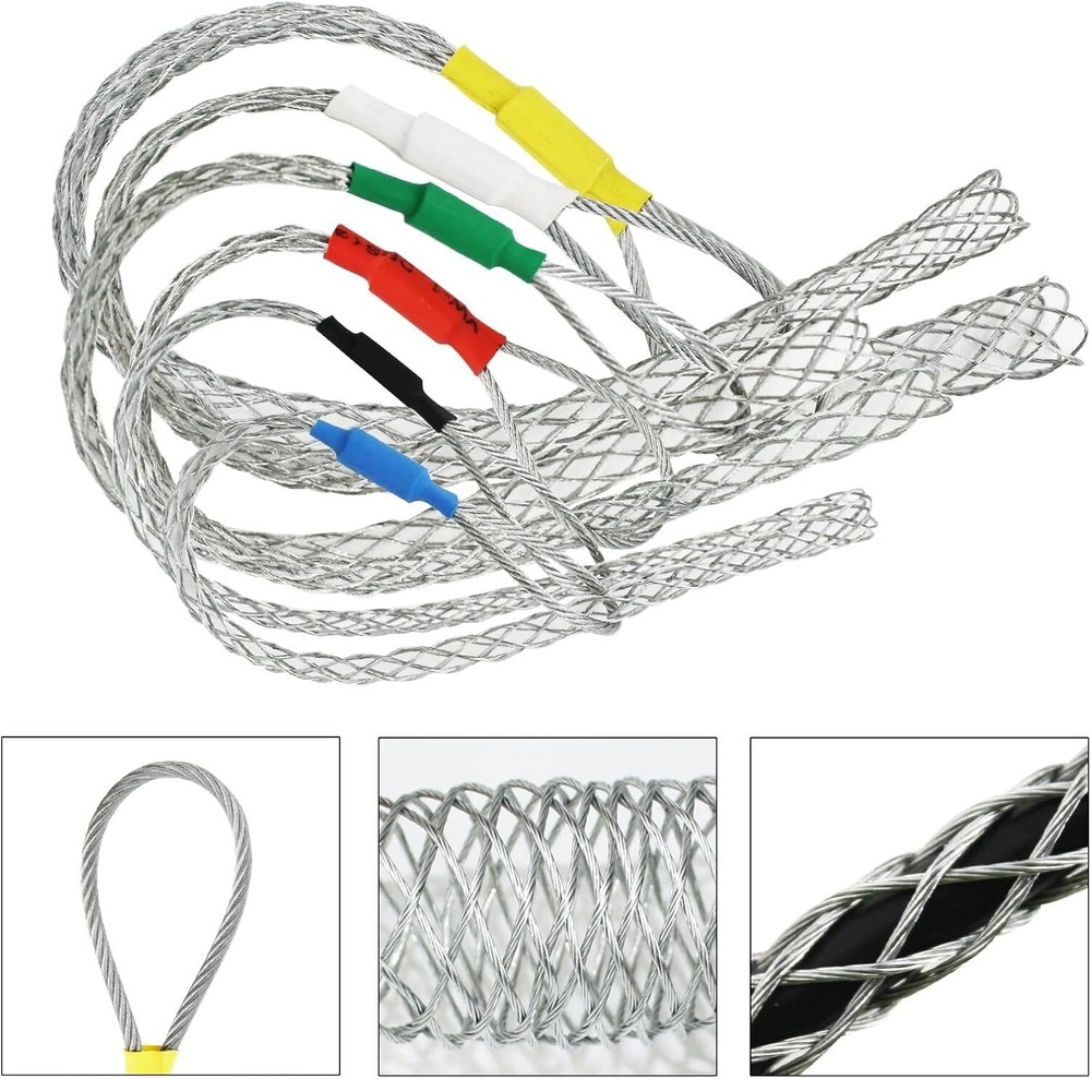 6PCS Cable Pulling Socks Wire Grip Mesh Cable Puller for 4-25MM Cables
