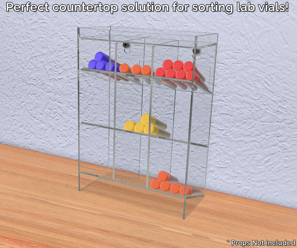 Blood Collection Multi Storage Case Clear Acrylic 9 Compartment 3 Pull Out Trays