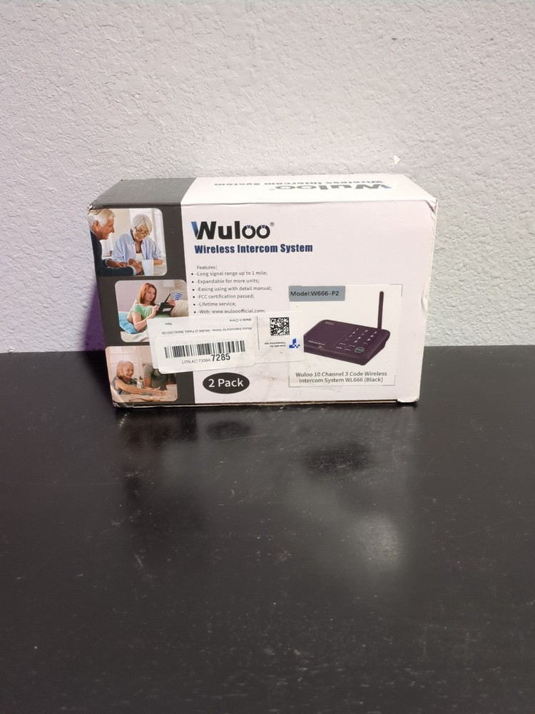 Wuloo Wireless Home Intercom System - 2 Pack Multichannel W666-P2 - Black