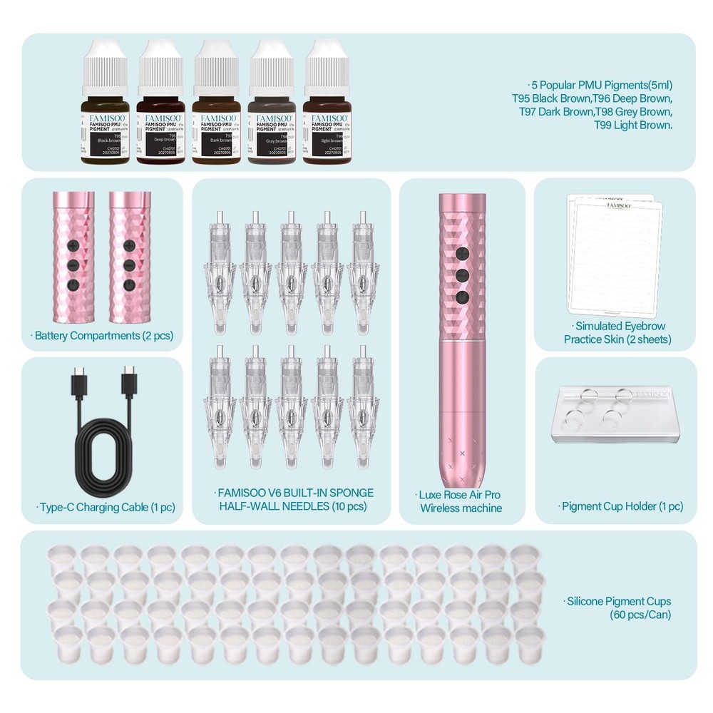 FAMISOO PMU Machine Kit – Complete Permanent Makeup Machine Kit with PMU Pigm...