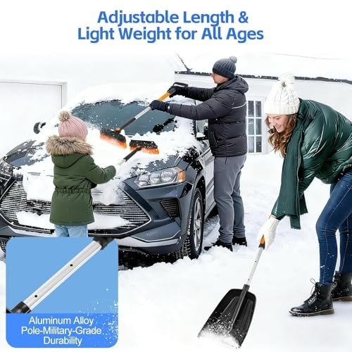 5-in-1 Ice Scraper & Snow Brush Kit, 41" Extendable Car Windshield Tool, Pivotin