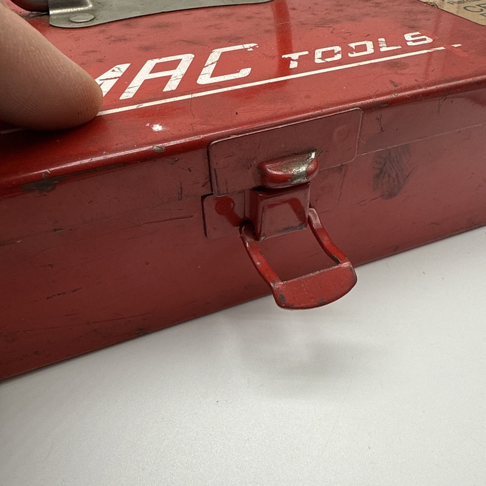 Vintage Mac Tools Red Metal ToolBox Hinged Lid Rectangular VTG (Read)