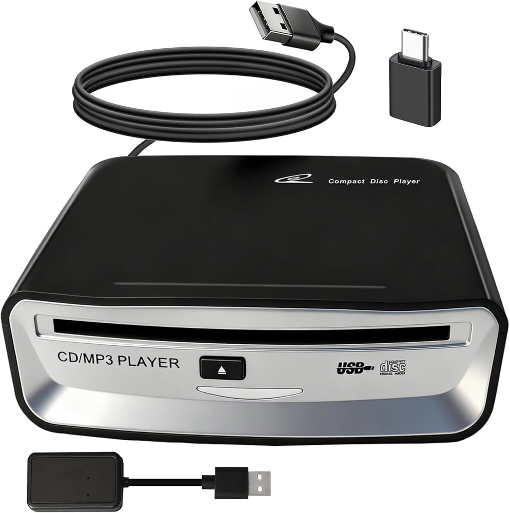 Portable CD Player for Car, External USB Compact Disc Drive for Vehicles without