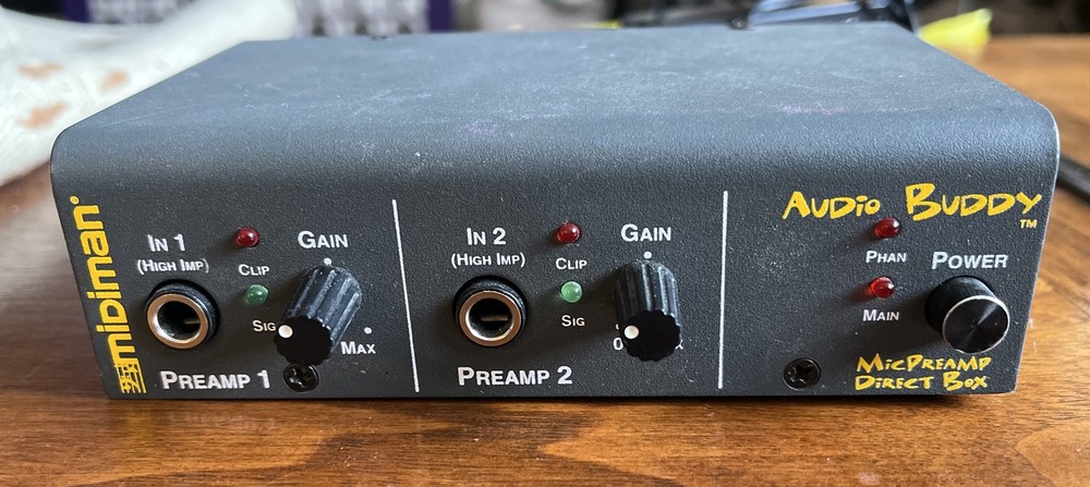 Midiman Audio Buddy 2 Channel Microphone Mic Preamp & Direct Box Phantom Power