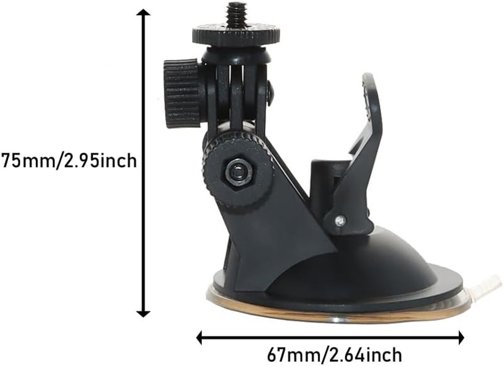 2 Pack Dash Cam Suction Cup Mount with 1/4 Screw Thread Windshield Camera Holder